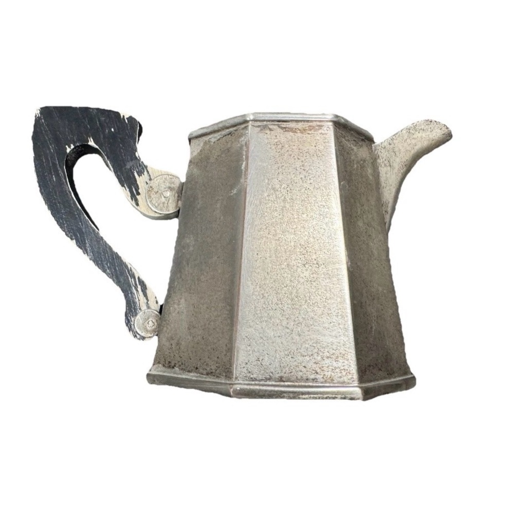 Vintage Pewter Octette Creamer With Wooden Handle